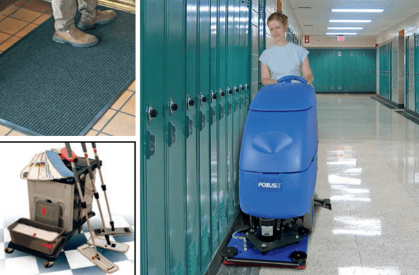 Janitorial Equipment: autoscrubbers, mops, mats