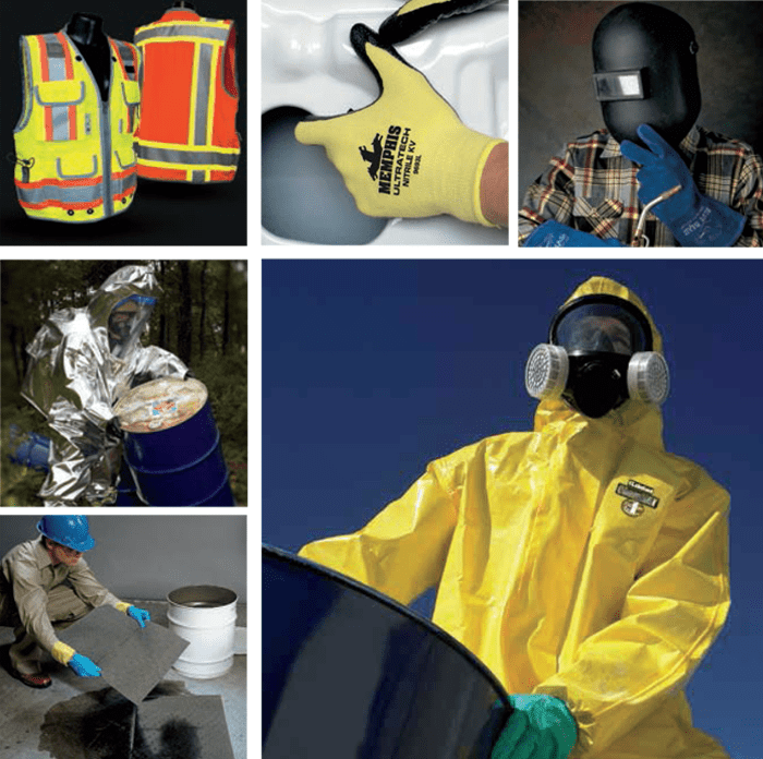 Safety vests, respirators, hazmat suits