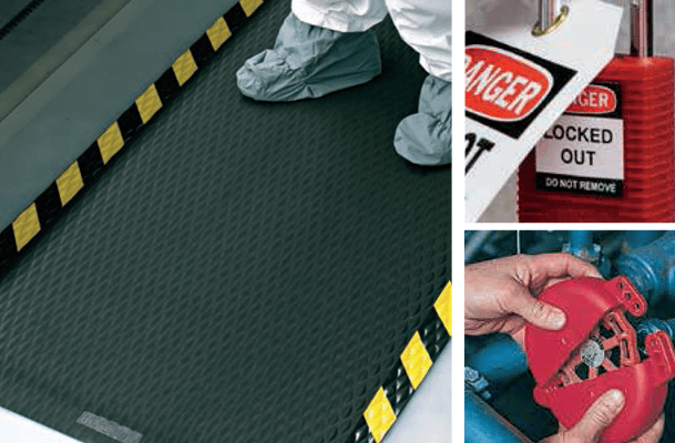 anti-fatigue mats, lockout